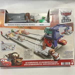 Pixar Cars On The Road Adventure Track Set with Red and Green Vehicles
